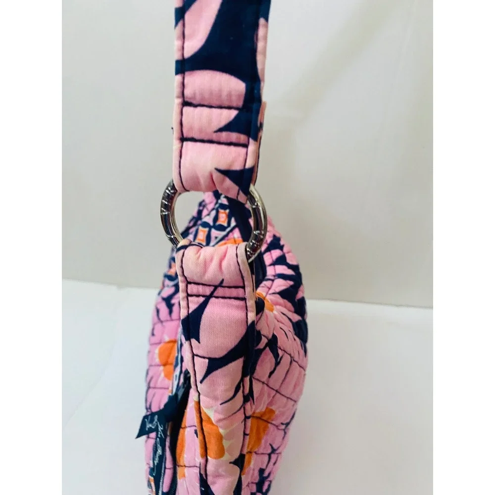 Vera Bradley Sun Valley Quilted Cotton Hobo Shoulder Bag Pink Navy Floral